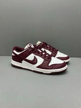 Nike Dunk Low White and Maroon Leather Sneakers